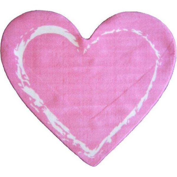 La Rug, Fun Rugs LA Rug FTS-055 3539 Fun Time Shape Pink Heart- Multi-Color FTS-055 3539